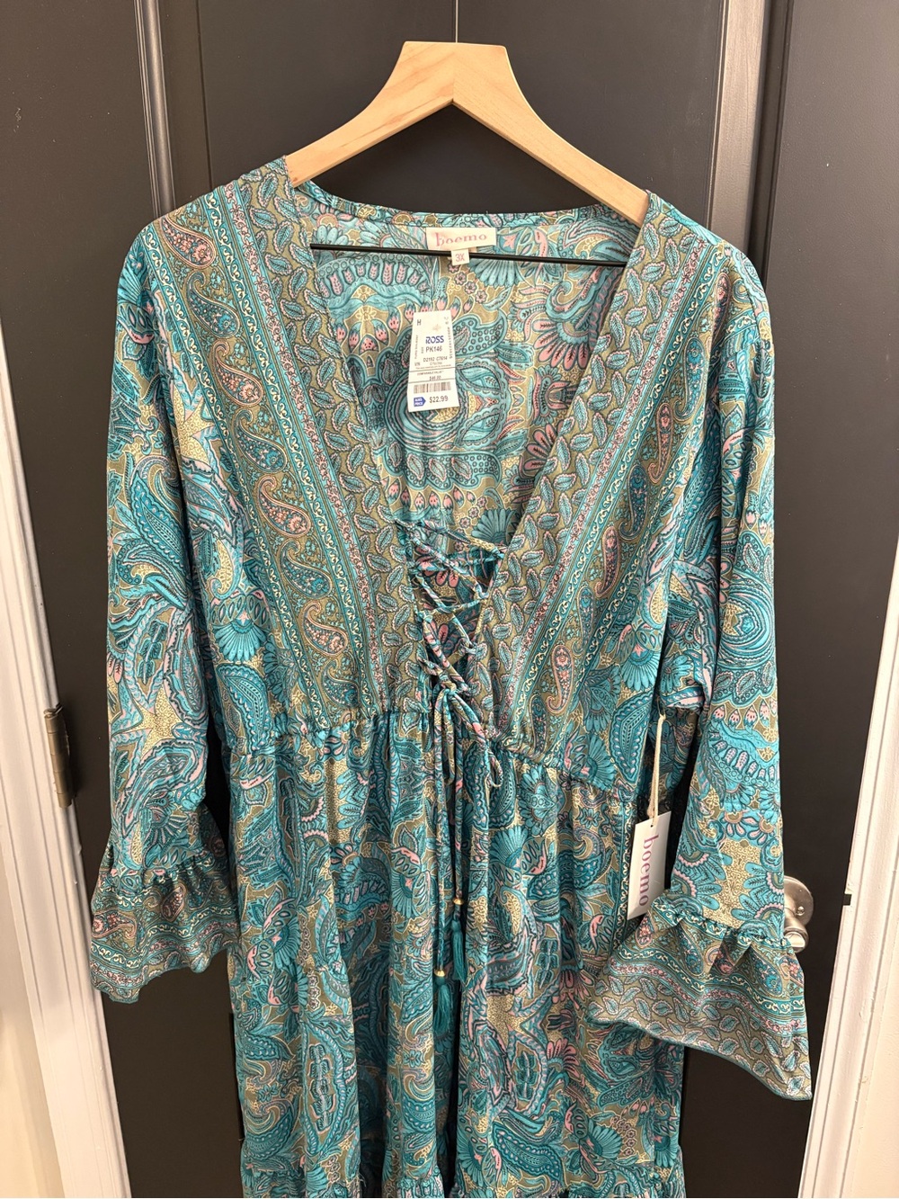 Boho Paisley Maxi Dress in Teal & Aqua - Picture 2 of 5